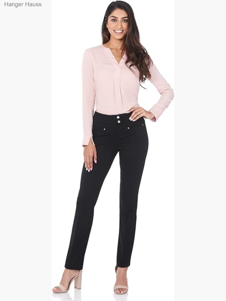 Pull-On Knit Straight Pants With Tummy Control, Office Yoga Pant